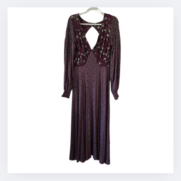 Free People Love Story Maxi Dress Women's Size Large Raisin Purple Multi - Picture 2 of 16